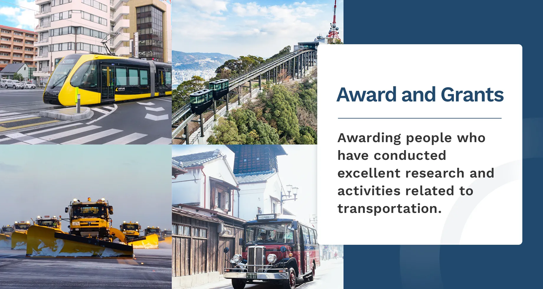 Award and Grants.Awarding people who have conducted excellent research and activities related to transportation.